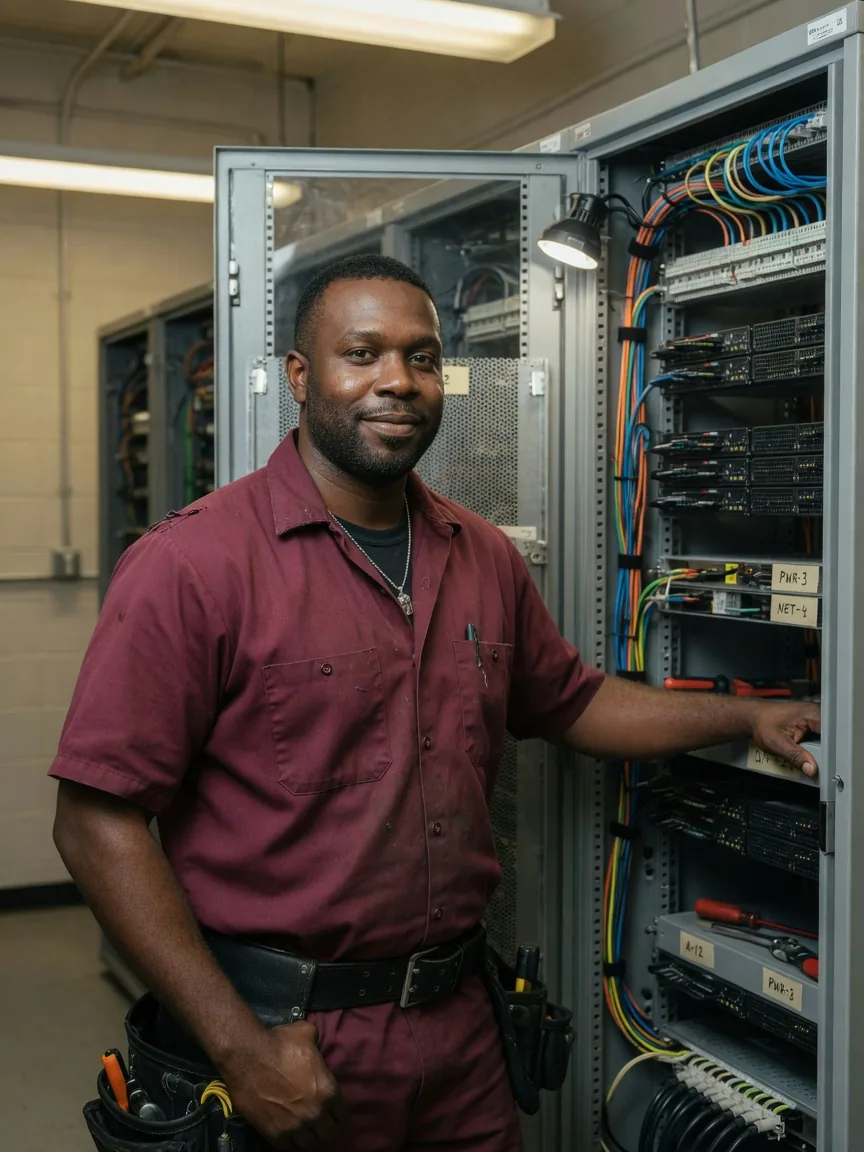 Illustrative residential electrician portrait