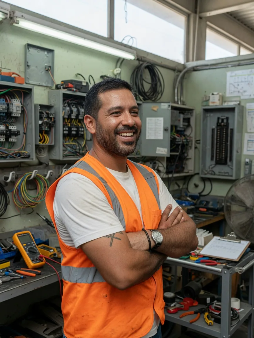 Illustrative commercial electrician portrait